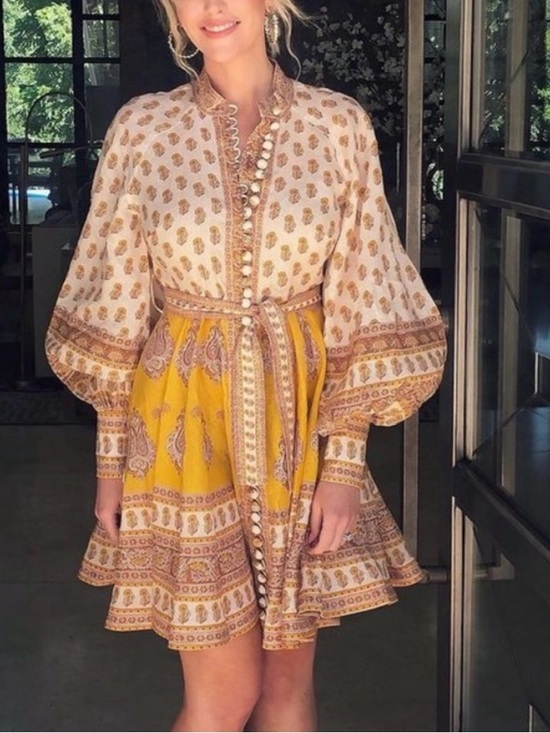 Zimmermann Dresses & Skirts - Zimmermann Bonita Buttoned Mustard Paisley Mini Dress